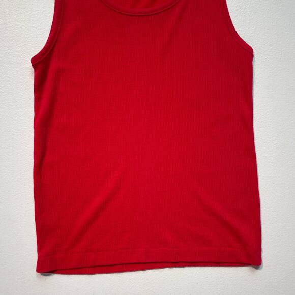 Vintage 80's Red Ribbed Tank Top / Sz M / Sleeveless / Normandee Rose / Minimal - Picture 4 of 9
